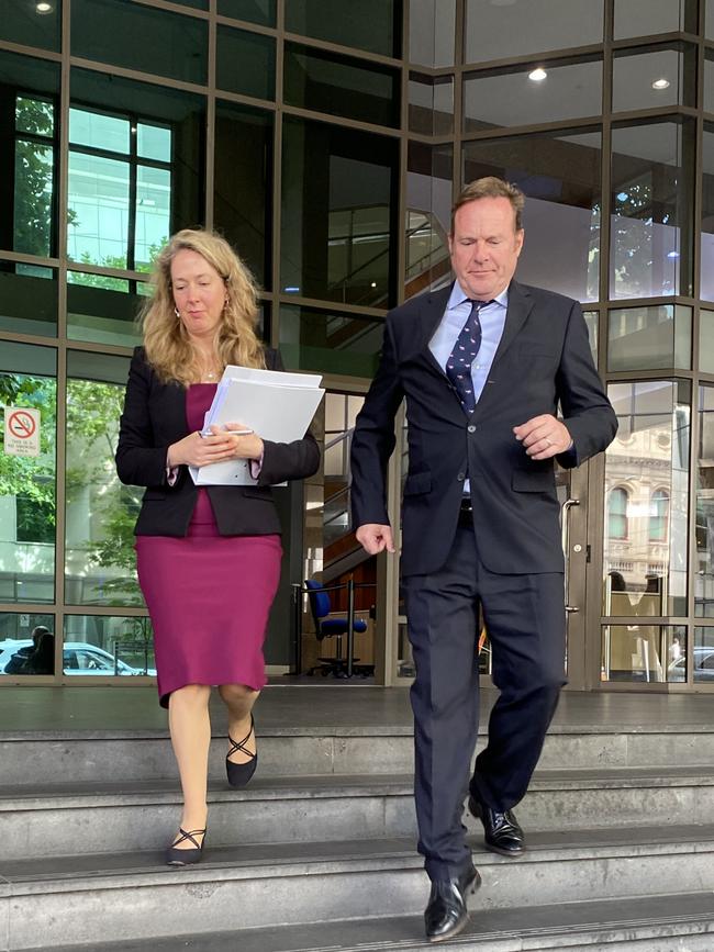 Duncan Stewart outside court with his barrister, Ruth Shann. Picture: Angelica Snowden