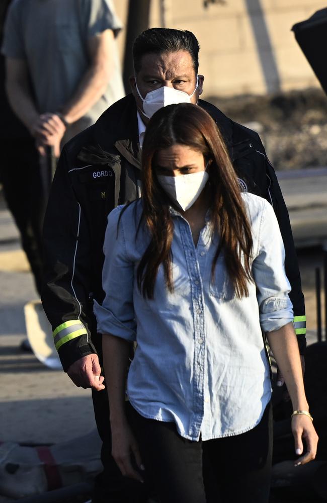 Meghan Markle visted Altadena in the afermath of the fires. Picture: Getty Images