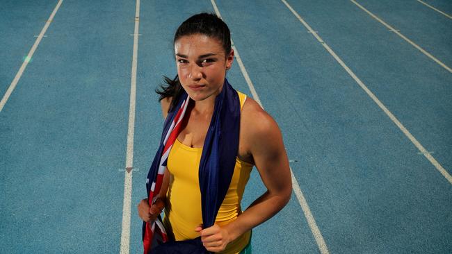 Michelle Jenneke in training with the Australian athletics team at IMG Academy in Bradenton in the USA in preparation for the Rio Olympics. Pic: Adam Head.