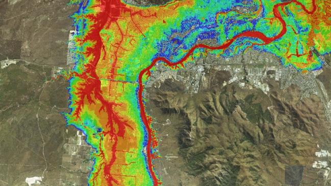 Modelling showing areas which could flood in Townsville if the Ross River dam overflowed or failed. Photo Emergency Action Plan—Ross River Dam