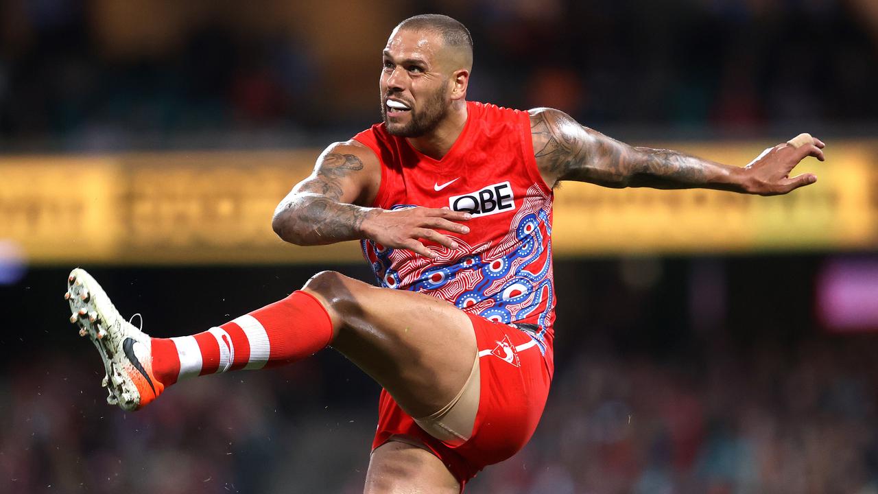 Sydney's Lance Franklin big goal during the Marn Grook match for Sir Doug Nicholls Round between the Sydney Swans and Richmond Tigers at the SCG. Photo by Phil Hillyard (Image Supplied for Editorial Use only - **NO ON SALES** - Â©Phil Hillyard )