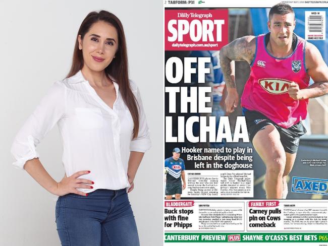 Daily Telegraph journalist Fatima Kdouh and her first back page.