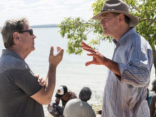 Ray Martin and David Oldfield discuss the day’s events. Picture: David Dare Parker