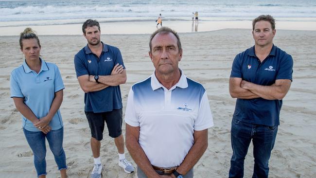 BMD Northcliffe Surf Club members, Naomi Flood (Head Female coach), Kevin Morrison (Head male coach), David Shields (President), and Mark Williams (Manager of Surf Sport) strongly oppose Iron X. Picture: Jerad Williams