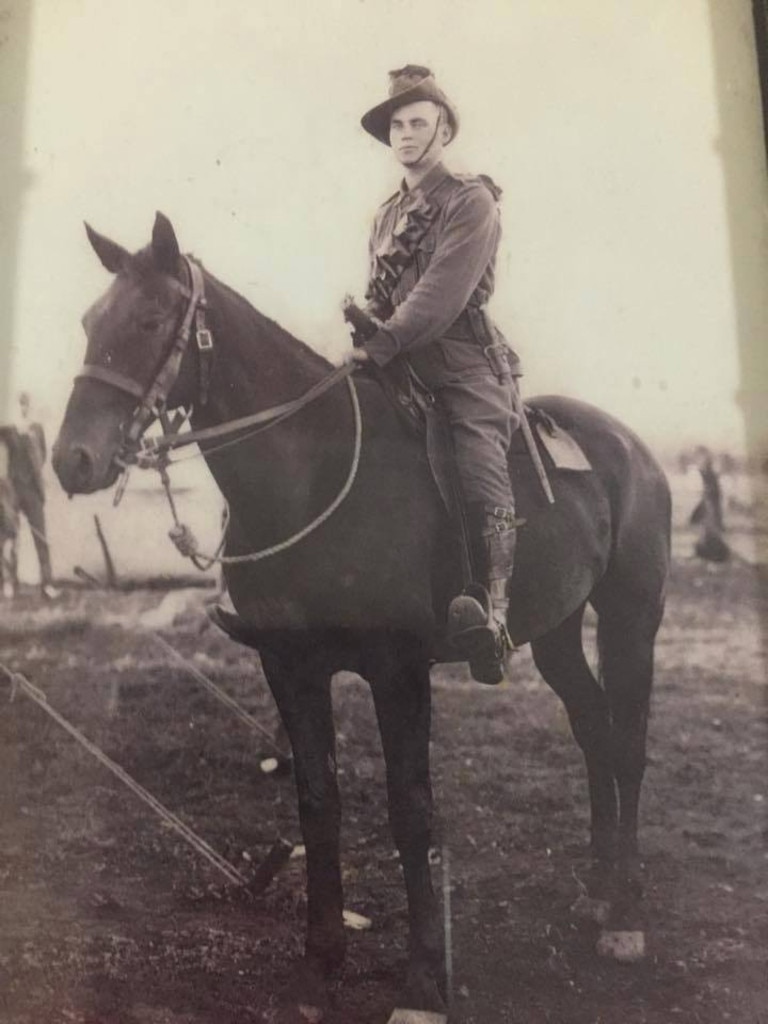 Henry Tully enlisted with the Australian Imperial Force on the 6th of August 1915 and served in the Sinai and Palestine campaign, fighting in 4th Light Horse Brigade at the Battle of Bersheeba, where he and his horse rode in the forefront of the Charge of Beersheba on October 31, 1917. Picture: supplied/Olivia Whenman