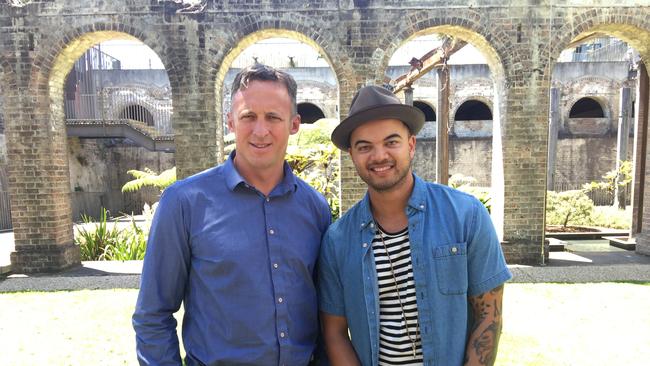 Titus Day and Guy Sebastian in happier times. Picture: Supplied