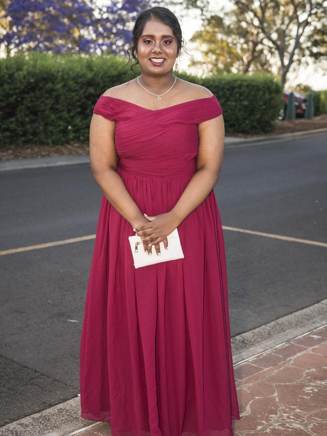 Sathmi Wanniarachchi at Centenary Heights State High School formal at Picnic Point, Friday, November 20, 2020. Picture: Kevin Farmer