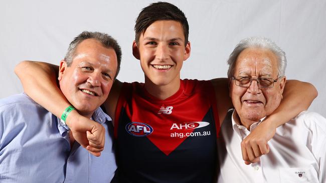 Murray, right, with his son Mark and grandson Sam, who was drafted by Melbourne in 2015. Picture: Sarah Reed.