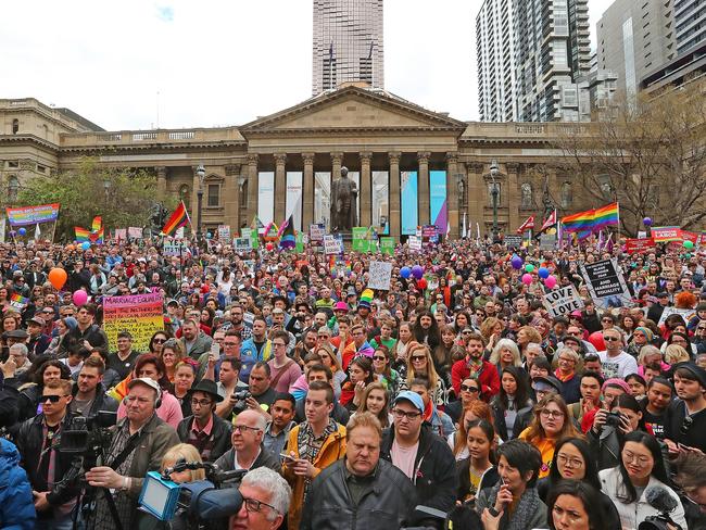 Thousands of people rallied for marriage equality. Picture: Scott Barbour/Getty Images