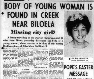 The story published in the Morning Bulletin about Mima McKim-Hill's death.