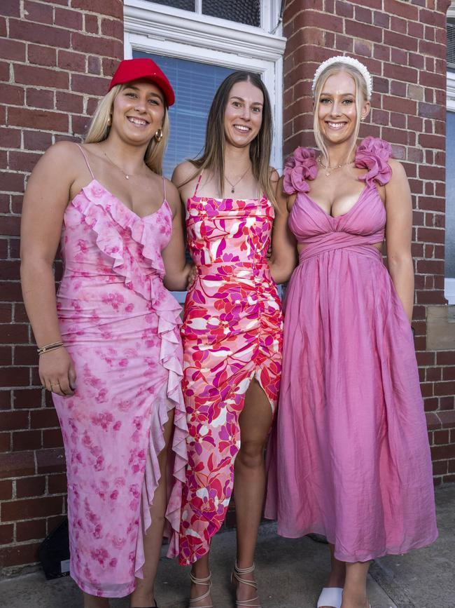 Jessica Byers, Olivia Peters and Chelsea Browning. Hobart Cup 2024. Picture: Caroline Tan