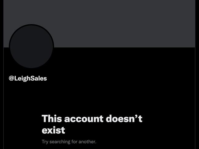 Leigh Sales' Twitter handle has disappeared.