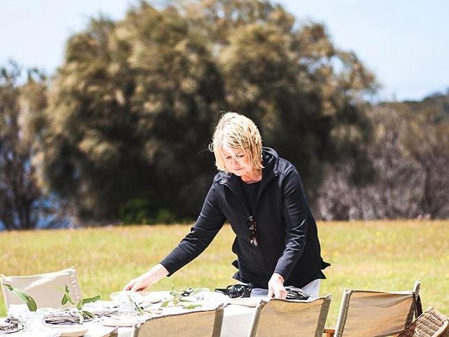 Martha Stewart in Tasmania at the Bangor Wine and Oyster Shed with local chef Sarah Glover. Picture: INSTAGRAM