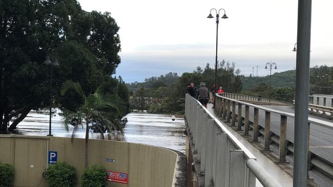 The levee wall near Fawcett Bridge in Lismore.