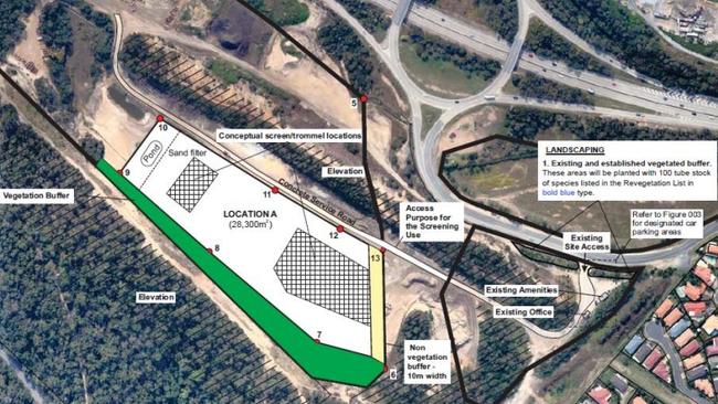 Site picture of the planned concrete batching plant west of the Pacific Motorway at Burleigh Heads.