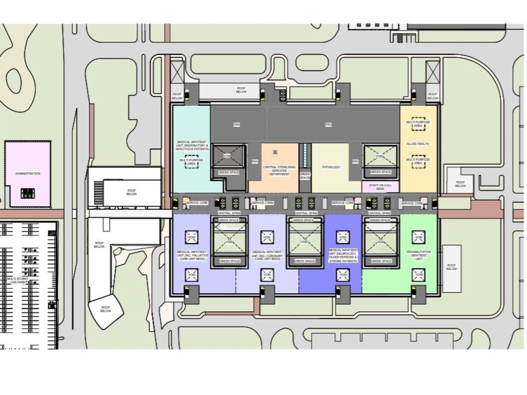 Concept designs for a proposed new hospital in Bundaberg (Level 2).