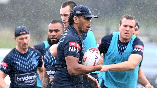 Jacob Saifiti is determined to prove his doubters wrong when he makes his Origin debut. Picture: Bradley Kanaris/Getty Images