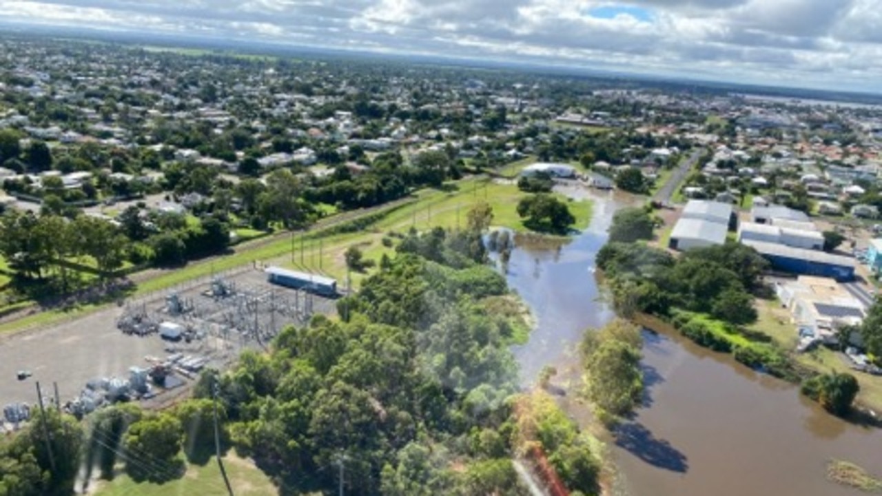 Aerial views of Maryborough flooding. Photo: Ergon