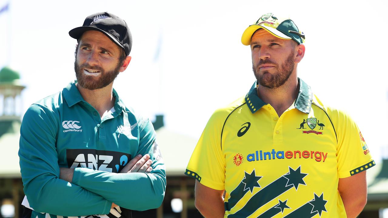 Captains Aaron Finch of Australia and Kane Williamson of New Zealand. Picture: Matt King / Getty Images