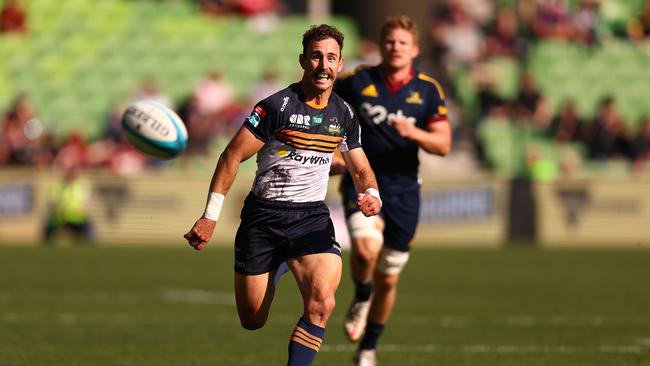 Brumbies halfback Nic White chases the ball during last year’s ‘Super Round’ in Melbourne. Picture: Graham Denholm/Getty Images