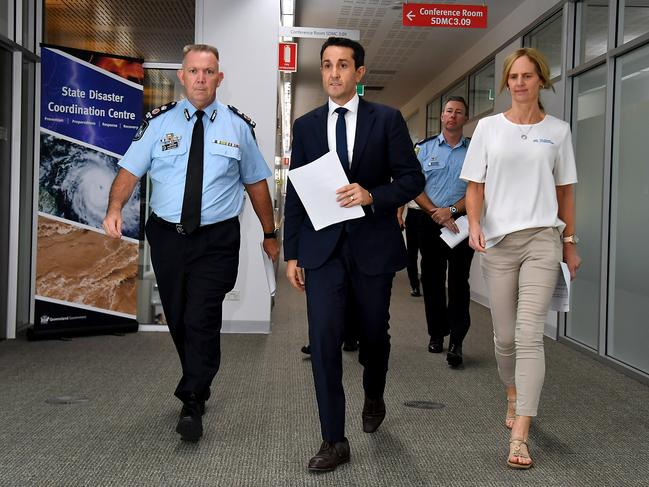 Premier of Queensland David Crisafulli at the Kedron Emergency Services. Picture: NewsWire / John Gass