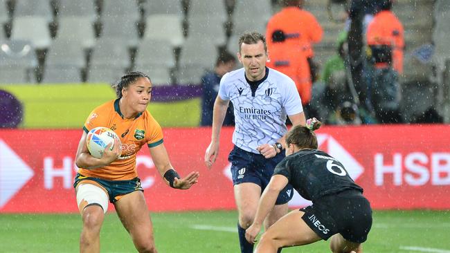 Faith Nathan played a key role in Australia’s twin rugby sevens gold medals in 2022. (Photo by Grant Pitcher/Gallo Images)