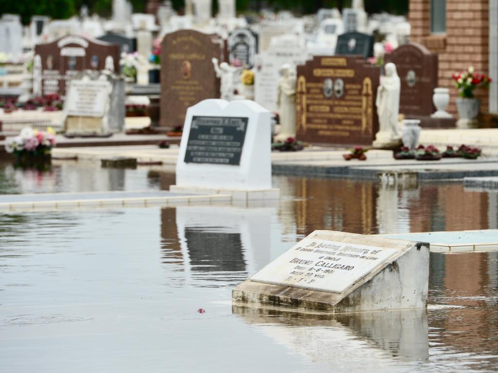 Ayr cemetery underwater. Picture: Scott Radford-Chisholm