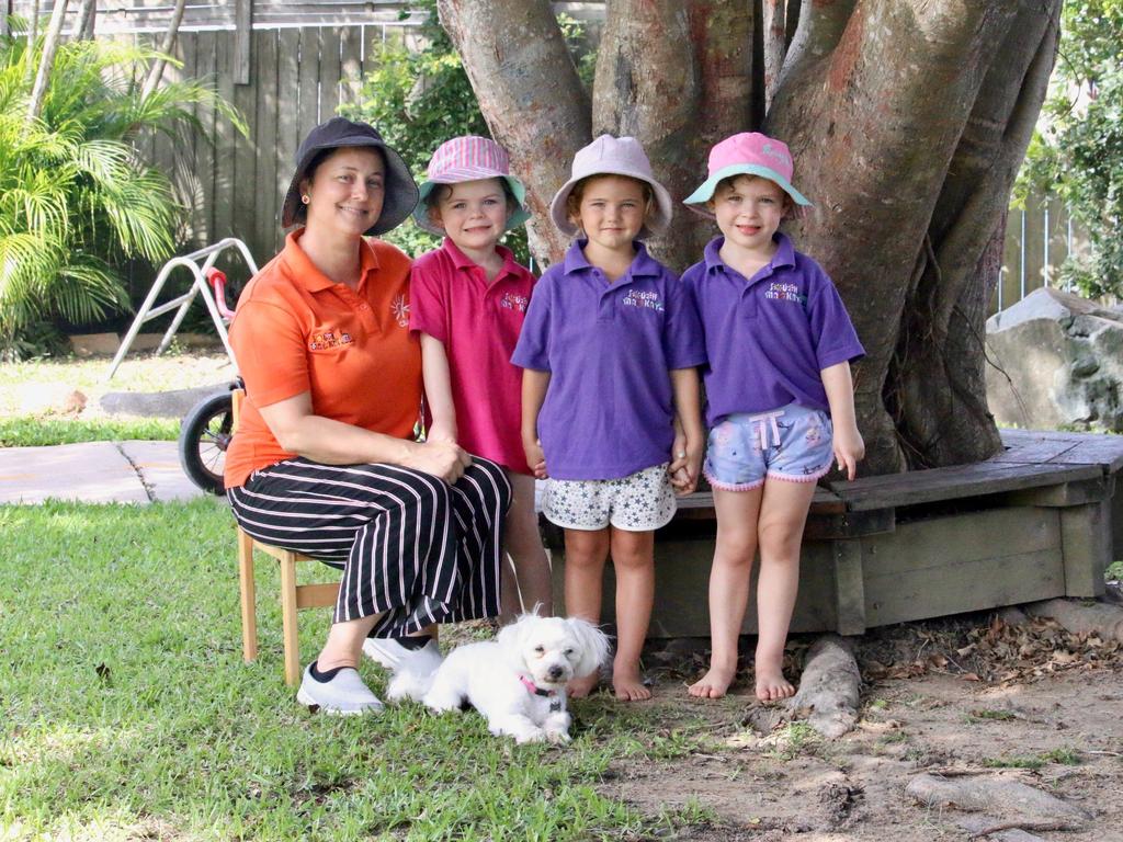 South Mackay Preschool Kindergarten Director Rebecca Noumann with some of her charges.