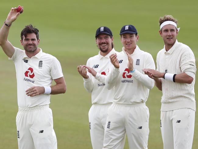 Anderson after taking his 600th Test wicket in 2020 at Southhampton. Picture: Alastair Grant/Pool via Getty Images