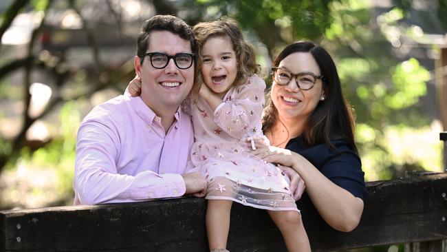 Cr Murphy with his wife Emma and daughter Elodie. Picture: Lyndon Mechielsen/The Australian