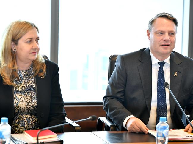 BRISBANE, AUSTRALIA - NewsWire Photos SEPTEMBER 16, 2022:  Premier Annastacia Palaszczuk chairs an urgent Housing Roundtable to address affordable housing challenges ahead of next month's broader Housing Summit pictured i here with Lord Mayor Adrian Schrinner.Picture: NCA NewsWire / John Gass