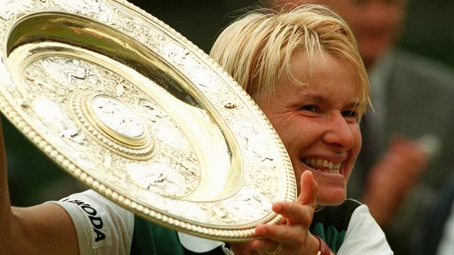 Jana Novotna after winning Wimbledon in 1998. The Czech tennis player passed away on Monday, aged 49.