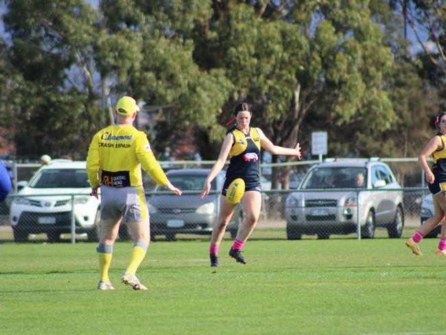 SFLW Community League - Action from Sorell v St Virgils during the annual Pink Sock-Carolyn Birch Memorial Match. Picture: Jake Garland