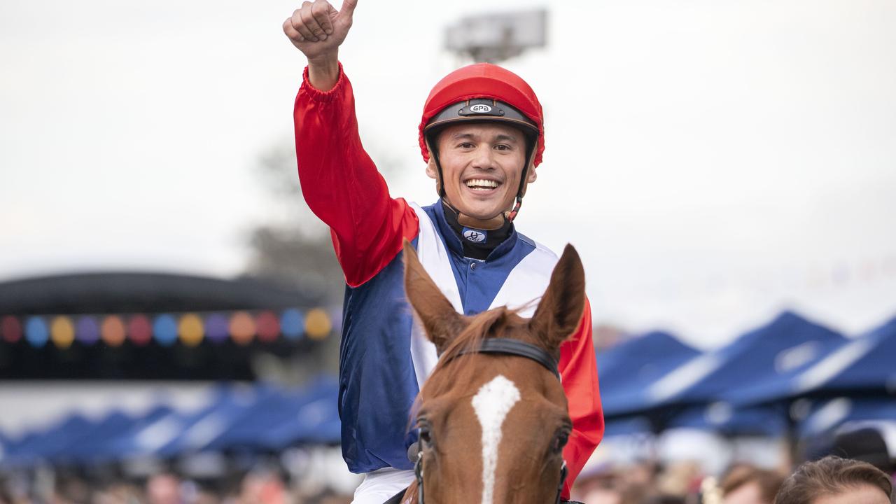 Matt McGillivray became a Group 1 winning jockey when scoring the Queensland Oaks on Winning Ways in 2019. Picture: AAP