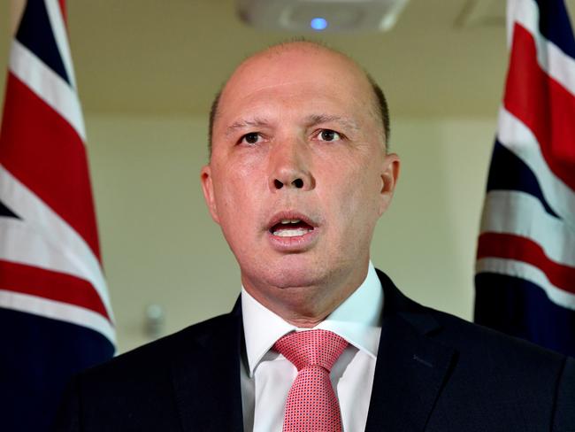 Peter Dutton, Federal Minister for Home Affairs, speaks about the citizenship status of the terrorist Neil Prakash. Picture:  AAP