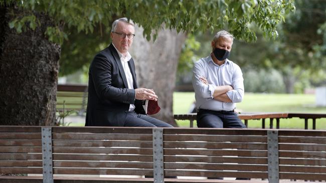 Victorian Health Minister Martin Foley and Victoria's Chief Health Officer Brett Sutton. Picture: NCA NewsWire / David Geraghty