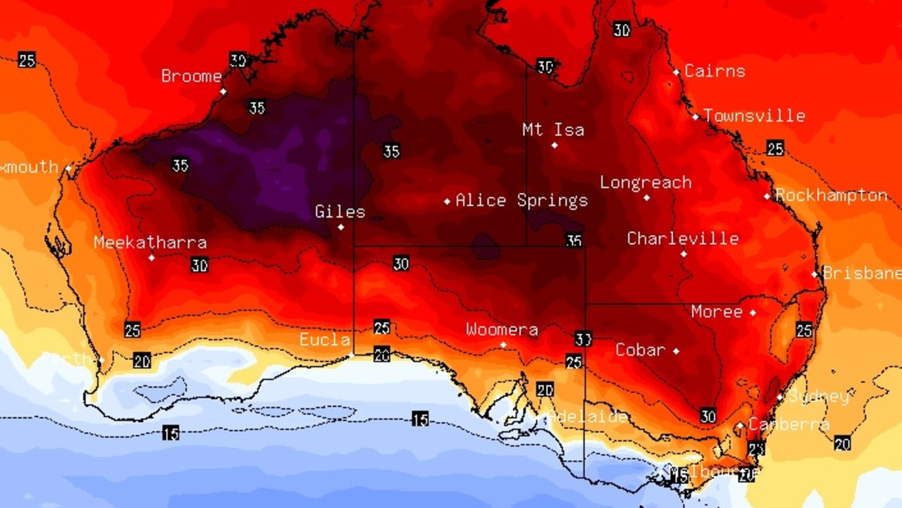 Weather Heatwave forecast to move from northwest Australia into