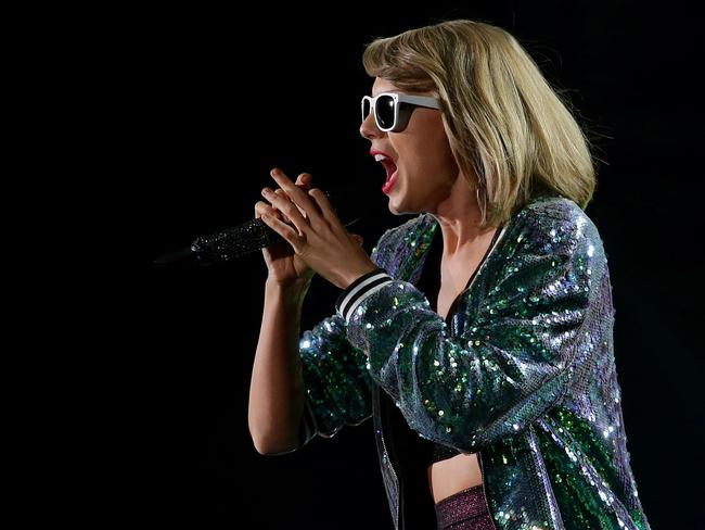 Taylor Swift performs at Brisbane’s Suncorp Stadium on the Australian leg of her 1989 World Tour. Pic: Peter Wallis