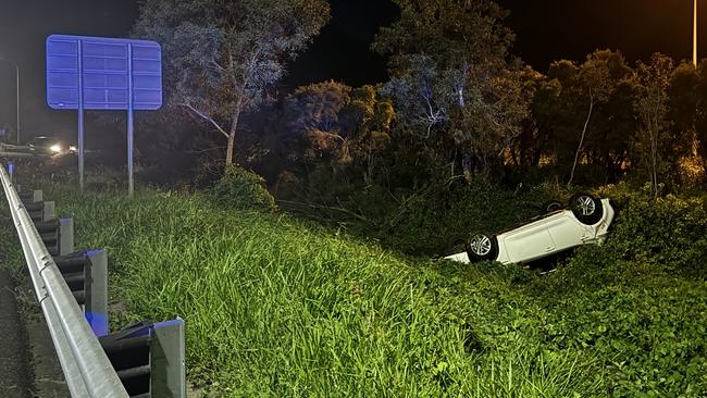 Toyota Corolla rolled and allegedly abandoned near Upper Coomera. Picture: Supplied.