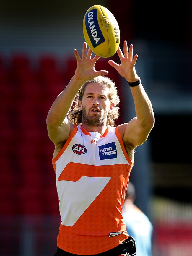 GWS Giants Callum Ward training at Spotless Stadium. Picture: Gregg Porteous