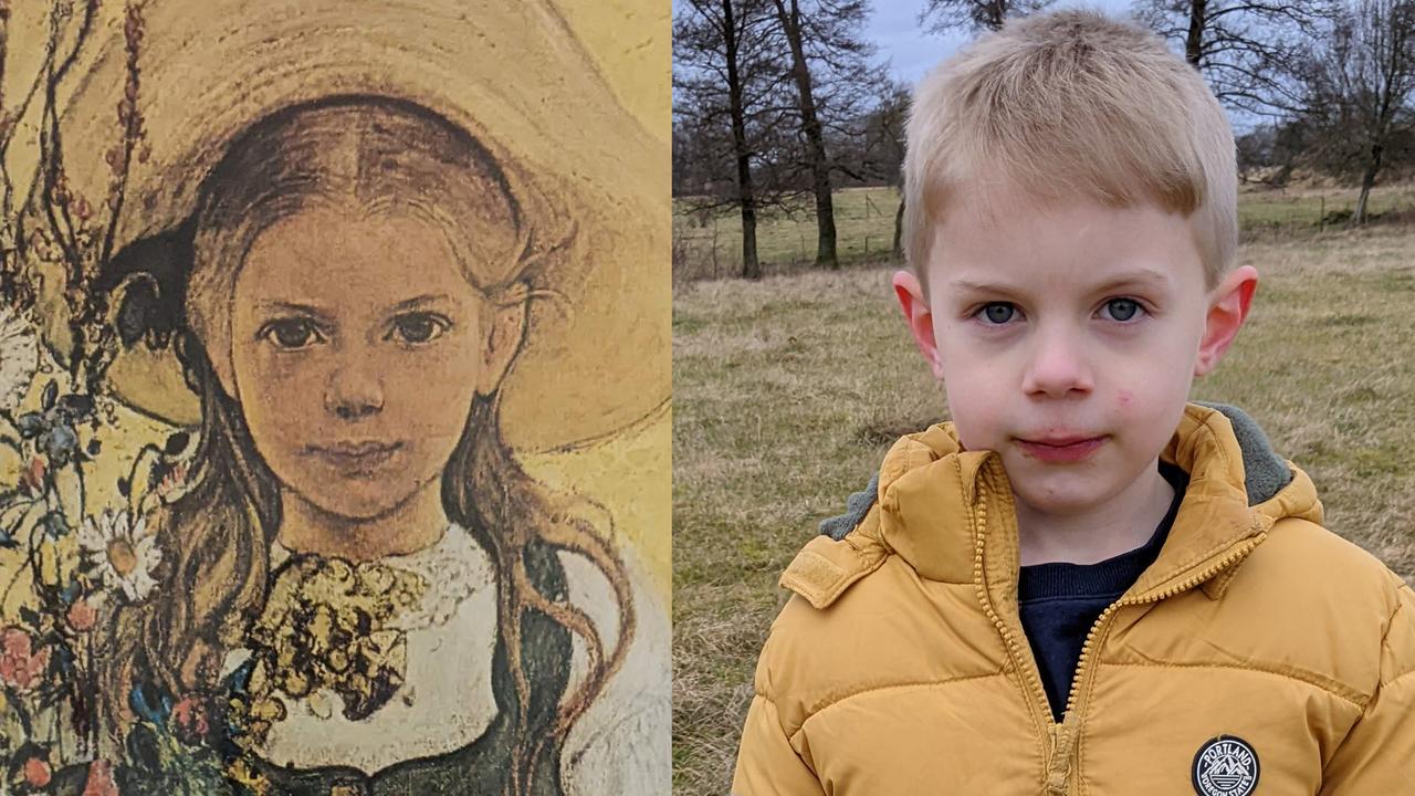 A family found a painting in their secluded B&amp;B that looked a lot like their son. Picture: Twitter/@JennieStevenson