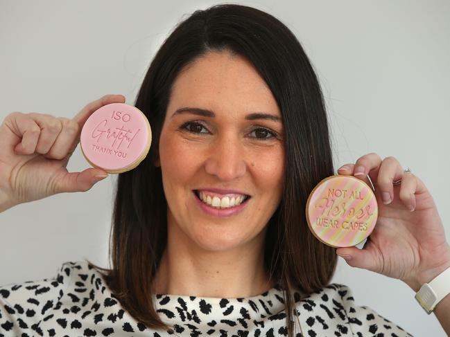 This Sweet Obsession custom cookie maker Leanne Quinn made ISO Grateful decorated biscuits for the Torquay COVID testing clinic workers. Picture: Alison Wynd