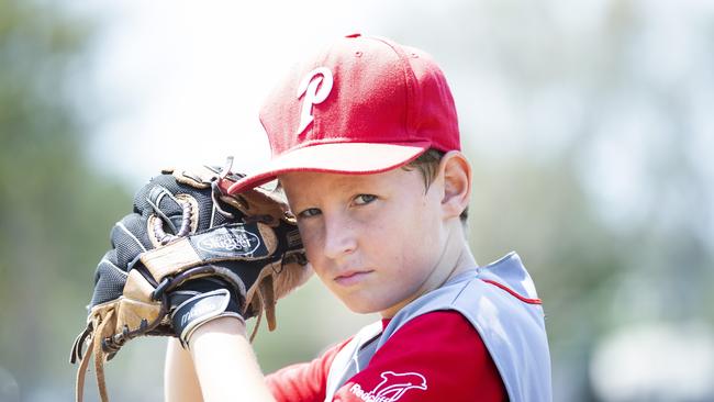 Padres baseball Kippa-Ring. Saturday, December 14, 2019. Padres Junior League White pitcher Marty Dunleavy. (AAP Image/Renae Droop)