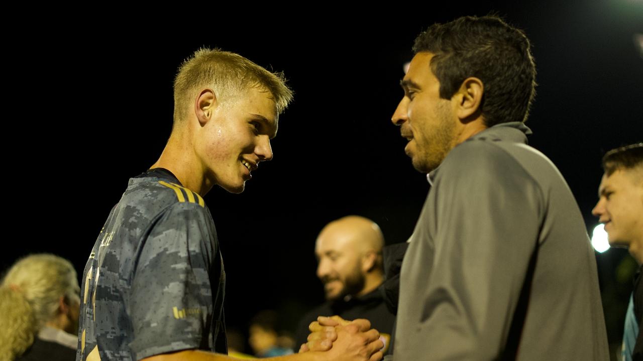 Gold Coast Knights Samuel Klein celebrates.