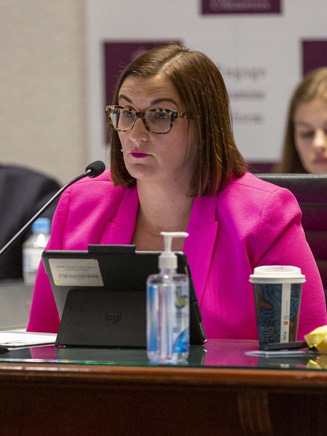 Education Minister Sarah Mitchell at the hearing.