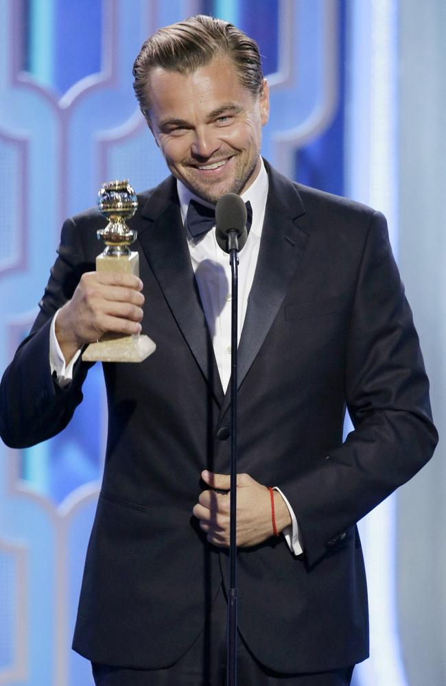 BEVERLY HILLS, CA - JANUARY 10: In this handout photo provided by NBCUniversal, Leonardo DiCaprio accepts the award for Best Actor - Motion Picture, Drama for 