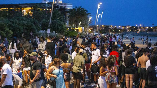 An illegal beach party event has been organised at St Kilda beach. Picture: Wayne Taylor