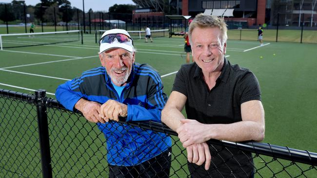 Legendary tennis coach Peter Smith with Mark Aiston. Picture: Mark Brake