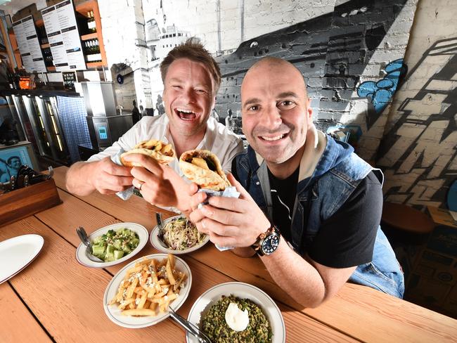 Radek Sali and George Calombaris. Picture: Rob Leeson