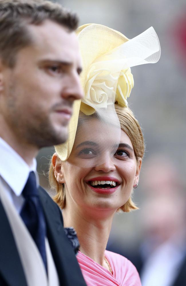 George Barnett and Pixie Geldof arrives for the wedding of Princess Eugenie and Jack Brooksbank at St George’s Chapel, Windsor Castle, near London, England, Friday Oct. 12, 2018. (Gareth Fuller, Pool via AP)